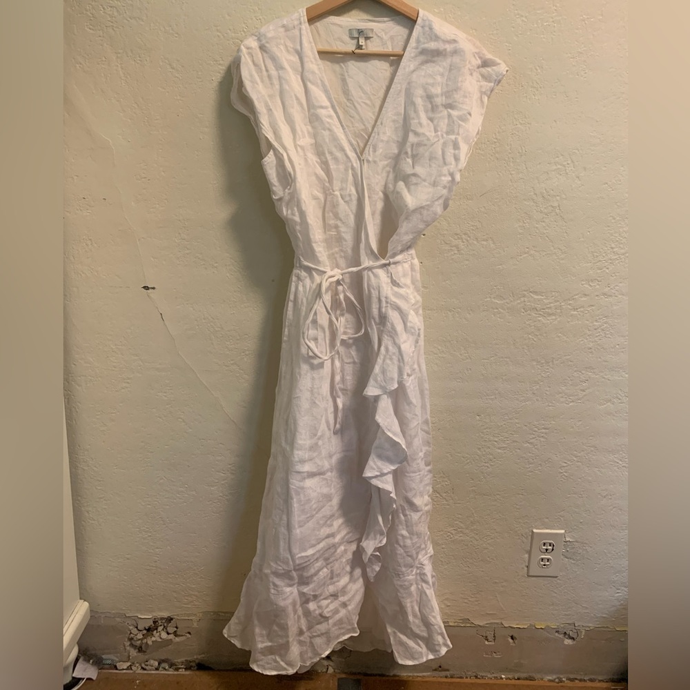 Joie Sleeveless Linen White Wrap Dress Medium